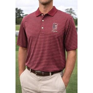 Peter Millar red striped golf polo TPC Sewgrass L preppy classic